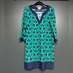 Jude Connally Holly Tunic Dress Ikat Print Emerald L